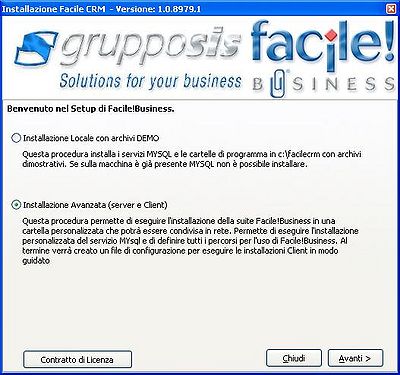 Schermata iniziale, il Codice Installazione viene fornito dall'assistenza Grupposis